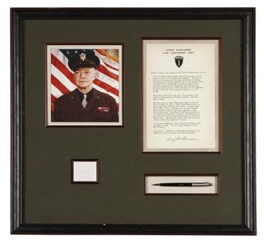 Dwight Eisenhower Signed D-Day Orders, Personally Owned Pen and a Lock of his Hair